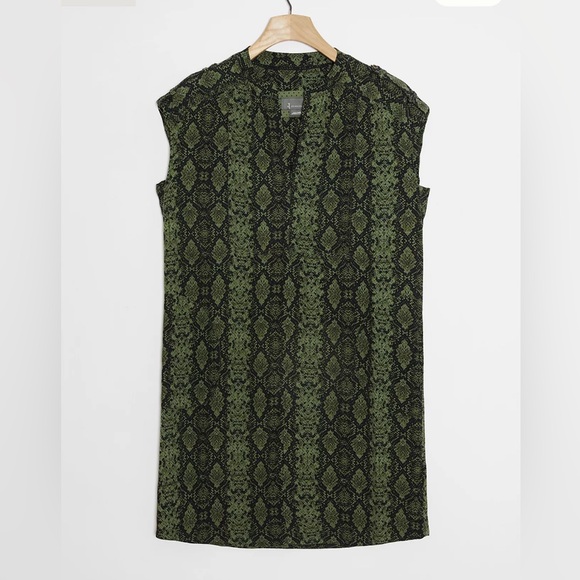Anthropologie Yinka Green Snakeskin Print Tunic Dress - Picture 3 of 8